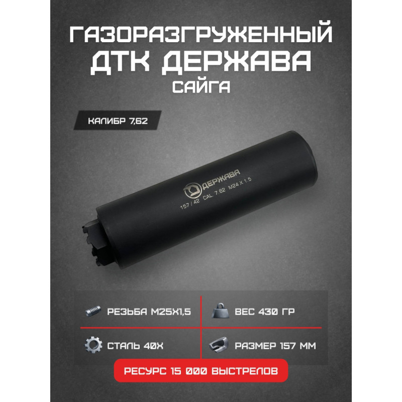 ДТК 7.62 купить, резьба М24х1,5 закрытого типа, описание, Держава Армс