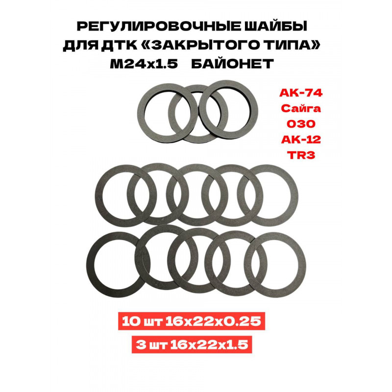 Регулировочные шайбы для установки ДТК закрытого типа М24х1.5